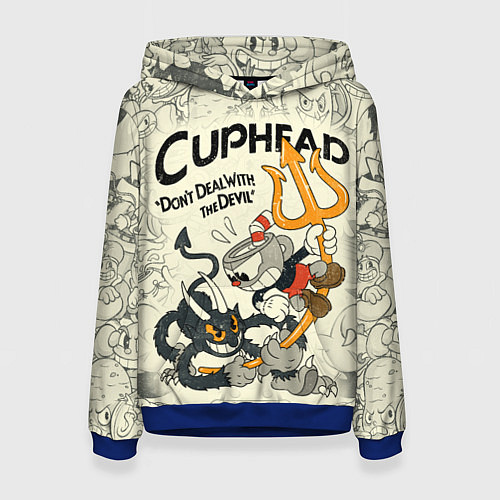 Женская толстовка Cuphead and Devil / 3D-Синий – фото 1