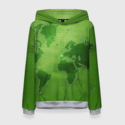 Толстовка-худи женская Карта мира, цвет: 3D-меланж