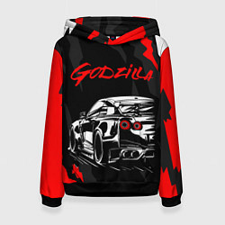 Толстовка-худи женская NISSAN GT-R GODZILLA, цвет: 3D-черный