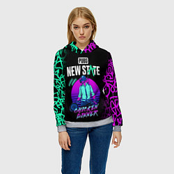 Толстовка-худи женская PUBG NEW STATE ПАБГ НЕОН, цвет: 3D-меланж — фото 2