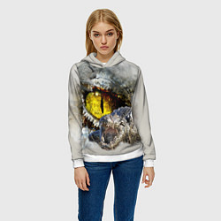 Толстовка-худи женская Глаз крокодила, цвет: 3D-белый — фото 2