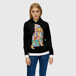 Толстовка-худи женская Кошка, цвет: 3D-белый — фото 2