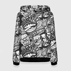 Толстовка-худи женская Тату ретро, цвет: 3D-черный
