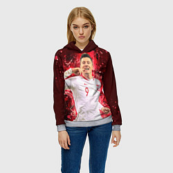 Толстовка-худи женская Lewandowski Левандовски 9, цвет: 3D-меланж — фото 2