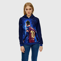 Толстовка-худи женская Leo Messi Лео Месси 10, цвет: 3D-синий — фото 2