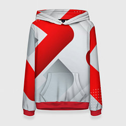 Толстовка-худи женская 3D SPORT STYLE RED WHITE, цвет: 3D-красный