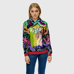 Толстовка-худи женская АЛОХА ГАВАЙИ ALOHA HAWAII, цвет: 3D-красный — фото 2