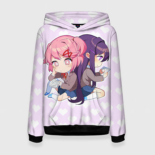Женская толстовка Chibi Natsuki and Yuri / 3D-Черный – фото 1