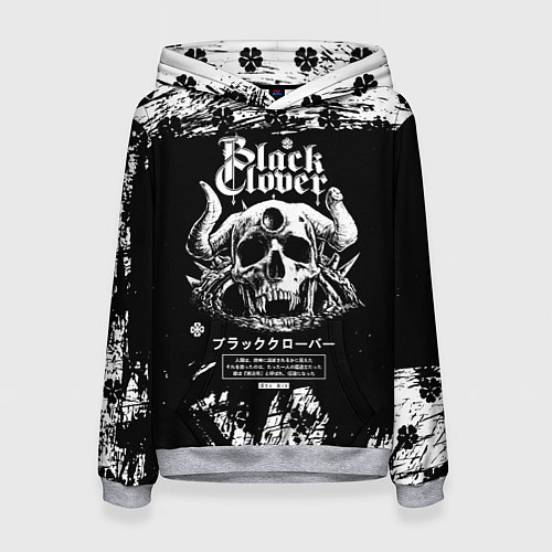 Женская толстовка Чёрный клевер череп демона / 3D-Меланж – фото 1