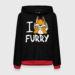 Толстовка-худи женская I love furry, цвет: 3D-красный