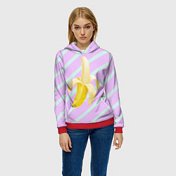 Толстовка-худи женская Банан графический фон, цвет: 3D-красный — фото 2