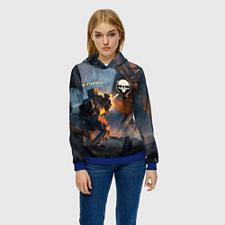 Толстовка-худи женская Battletech warrior, цвет: 3D-синий — фото 2