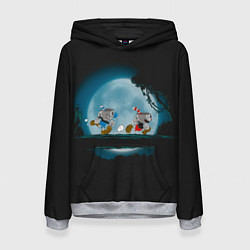 Толстовка-худи женская Ночная прогулка, цвет: 3D-меланж