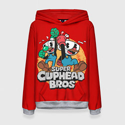 Толстовка-худи женская Super Cuphead Bros, цвет: 3D-меланж