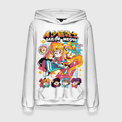 Толстовка-худи женская Sailor Meow, цвет: 3D-белый