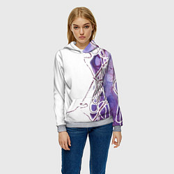 Толстовка-худи женская Фиолетовые нити, цвет: 3D-меланж — фото 2