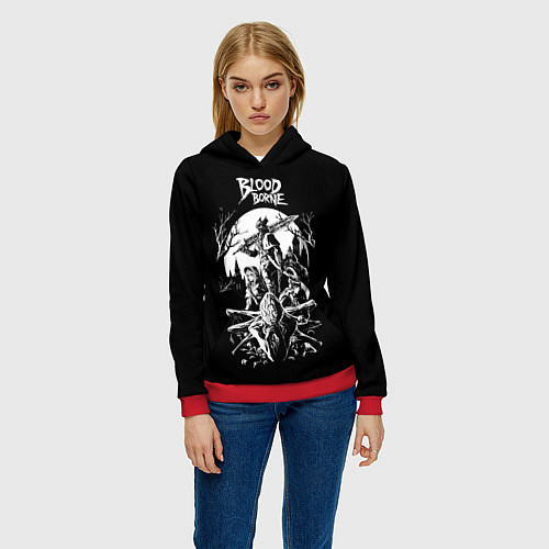 Женская толстовка Бладборн ЧБ / 3D-Красный – фото 3