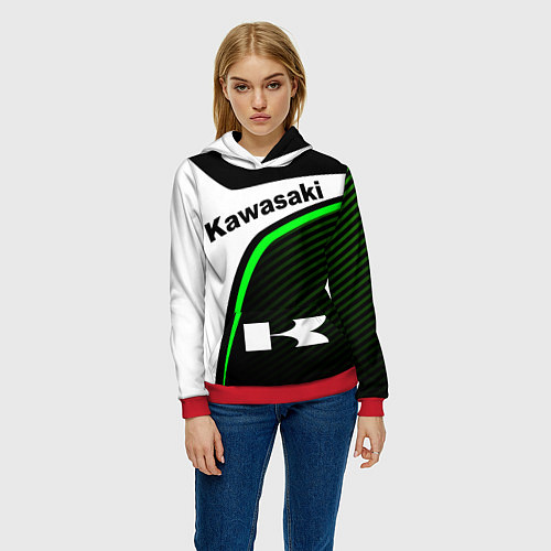 Женская толстовка KAWASAKI КАВАСАКИ SPORT / 3D-Красный – фото 3