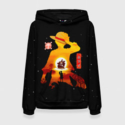 Толстовка-худи женская Манки Д Луффи пираты Соломенной Шляпы, цвет: 3D-черный
