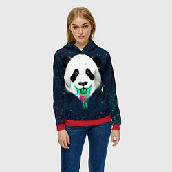 Толстовка-худи женская Панда Краски Брызги, цвет: 3D-красный — фото 2
