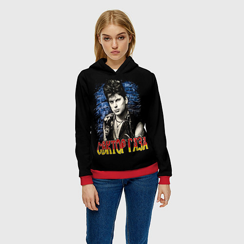 Женская толстовка Юра ХОЙ Клинских Сектор Газа / 3D-Красный – фото 3