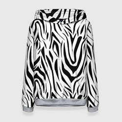Толстовка-худи женская Черно-белая зебра, цвет: 3D-меланж