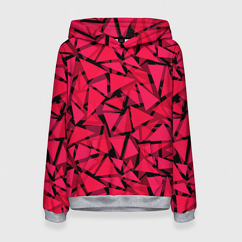 Женская толстовка Красно-черный полигональный / 3D-Меланж – фото 1
