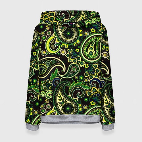 Женская толстовка Ярко зеленые славянские узоры / 3D-Меланж – фото 1
