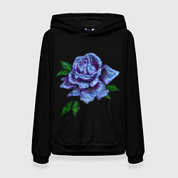 Толстовка-худи женская Сапфировая роза, цвет: 3D-черный