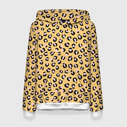 Толстовка-худи женская Желтый леопардовый принт, цвет: 3D-белый