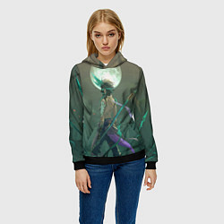 Толстовка-худи женская XIAO СЯО ПОЛНОЛУНИЕ, цвет: 3D-черный — фото 2