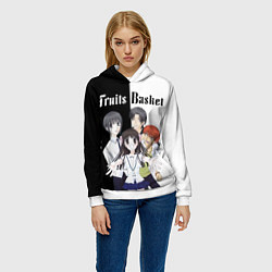 Толстовка-худи женская Корзинка фруктов персонажи, цвет: 3D-белый — фото 2