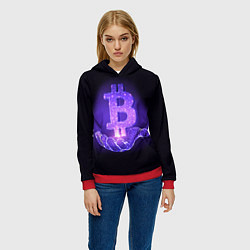 Толстовка-худи женская BITCOIN IN HAND БИТКОИН, цвет: 3D-красный — фото 2