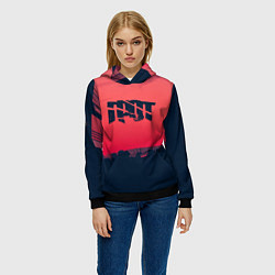 Толстовка-худи женская ГРОТ ЛОГО НА ФОНЕ ЗАКАТА, цвет: 3D-черный — фото 2