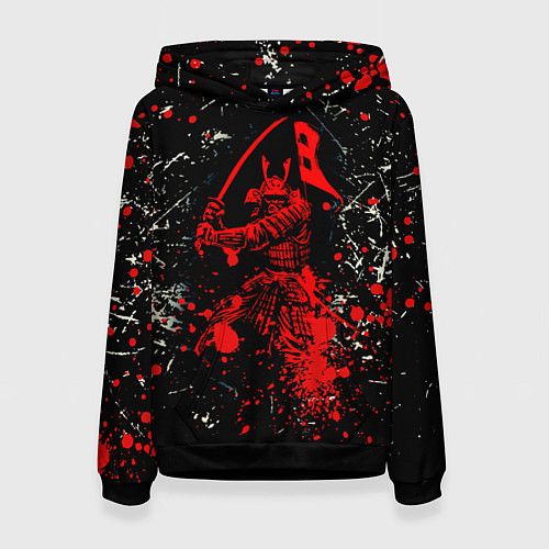 Женская толстовка Красный Японский Самурай Samurai / 3D-Черный – фото 1
