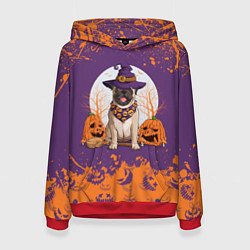 Толстовка-худи женская Мопс на хэллоуин, цвет: 3D-красный