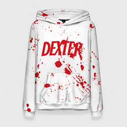 Толстовка-худи женская Dexter logo Декстер брызги крови, цвет: 3D-белый