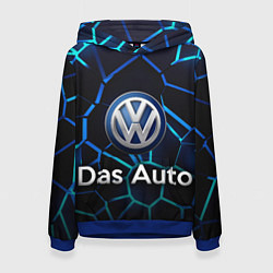 Толстовка-худи женская Volkswagen слоган Das Auto, цвет: 3D-синий