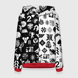 Толстовка-худи женская DESTINY LOGOBOMBING ЧЁРНО БЕЛОЕ, цвет: 3D-красный