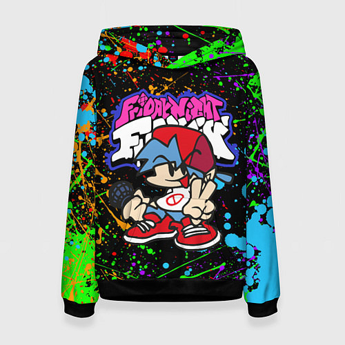 Женская толстовка FRIDAY NIGHT FUNKIN БРЫЗГИ КРАСОК, ГЕРОЙ / 3D-Черный – фото 1