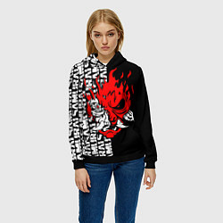 Толстовка-худи женская CYBERPUNK 2077: SAMURAI, цвет: 3D-черный — фото 2