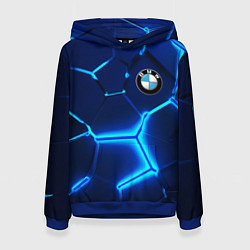 Толстовка-худи женская BMW LOGO 3Д ПЛИТЫ ГЕОМЕТРИЯ, цвет: 3D-синий
