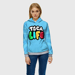 Толстовка-худи женская Toca Life: Logo, цвет: 3D-меланж — фото 2