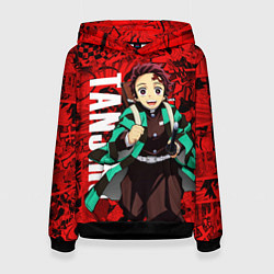 Толстовка-худи женская Танджиро Камадо ,Клинок, рассекающий демонов, цвет: 3D-черный
