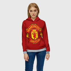 Толстовка-худи женская Manchester United F C, цвет: 3D-меланж — фото 2