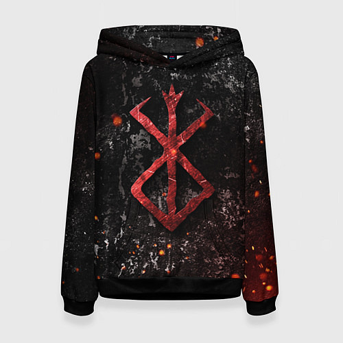 Женская толстовка BERSERK LOGO GRUNGE RED / 3D-Черный – фото 1