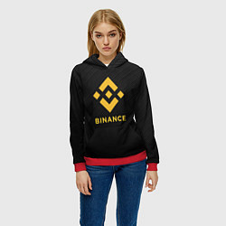 Толстовка-худи женская БИНАНС ЛОГО CARBON BINANCE LOGO, цвет: 3D-красный — фото 2