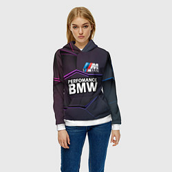 Толстовка-худи женская BMW Perfomance, цвет: 3D-белый — фото 2
