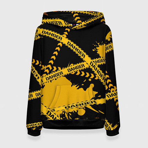 Женская толстовка Лента DANGER / 3D-Черный – фото 1