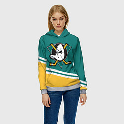 Толстовка-худи женская Анахайм Дакс, NHL, цвет: 3D-меланж — фото 2
